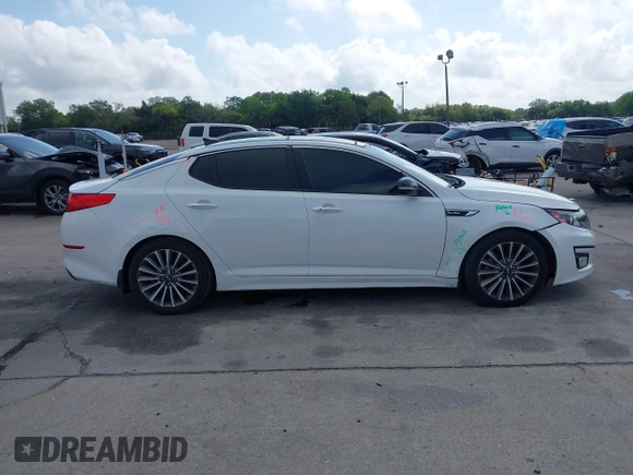 2015 Kia Optima SX Turbo with VIN 5XXGR4A60FG503940, listed as a IAAI auction lot 41944773 with 214,914 mi miles. Bid and sale history available at carsss.com. Image 13.