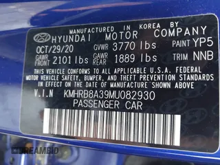 2021 Hyundai Venue SE z VIN KMHRB8A39MU082930, wystawiony jako IAAI lot #42005743 z przebiegiem 51 234 mil mil oraz . Historia ofert i sprzedaży dostępna na DreamBid. Obrazek 9.