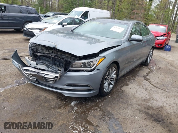 2015 Hyundai Genesis 3.8L with VIN KMHGN4JE8FU098774, listed as a IAAI auction lot 42069813 with 76,397 mi miles. Bid and sale history available at carsss.com. Image 18.
