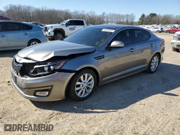 2015 Kia Optima EX with VIN 5XXGN4A76FG399829, listed as a Copart auction lot 46929805 with 105,412 mi miles and Salvage Title. Bid and sale history available at carsss.com. Image 1.
