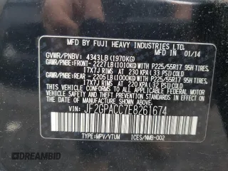 2014 Subaru Crosstrek Premium с VIN JF2GPACC7E8261674, выставлен на аукционе Copart как лот 58805285 с пробегом 120 278 миль миль и Списание • Salvage title. История ставок и продаж доступна на DreamBid. Изображение 14.