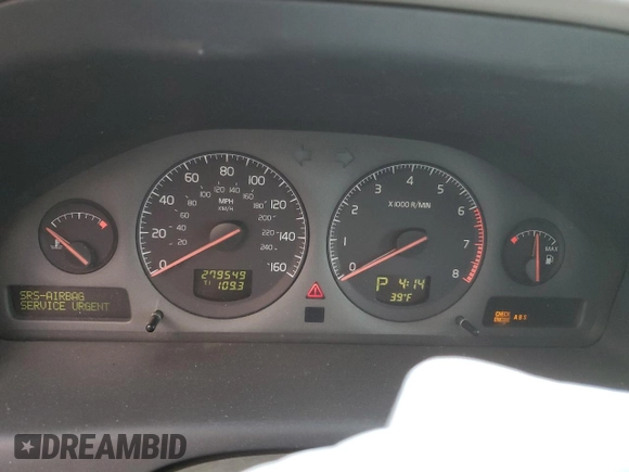 2002 Volvo V70 with VIN YV1SW61R621262281, listed as a Copart auction lot 87211344 with 279,549 mi miles and Non Repairable. Bid and sale history available at carsss.com. Image 9.