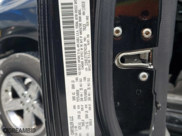 2009 Dodge Ram 1500 Sport with VIN 1D3HB13T79S743160, listed as a Copart auction lot 52738985 with 212,079 mi miles and Salvage Title. Bid and sale history available at carsss.com. Image 12.
