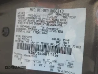 2006 Ford Focus S с VIN 1FAHP34N06W115926, выставлен на аукционе Copart как лот 59145555 с пробегом 263 717 миль миль и Списание • Salvage title. История ставок и продаж доступна на DreamBid. Изображение 13.