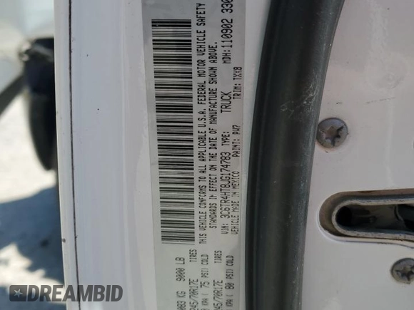 2018 Ram 2500 Tradesman with VIN 3C6TR4HT8JG174783, listed as a Copart auction lot 57237705 with 61,358 mi miles and Salvage title. Bid and sale history available at DreamBid. Image 12.