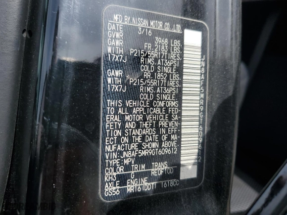 2016 Nissan Juke S with VIN JN8AF5MR9GT609612, listed as a Copart auction lot 47065405 with 137,054 mi miles and Salvage Title. Bid and sale history available at carsss.com. Image 14.