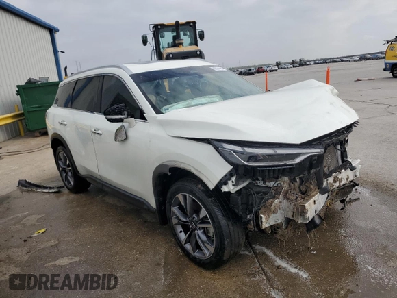 2023 Infiniti QX60 Luxe z VIN 5N1DL1FR4PC353091, wystawiony jako Copart lot #82034444 z przebiegiem Nie podano mil oraz Szkoda całkowita • Salvage title. Historia ofert i sprzedaży dostępna na DreamBid. Obrazek 4.