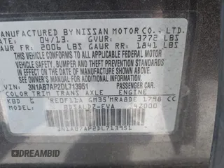 2013 Nissan Sentra SV with VIN 3N1AB7AP2DL713951, listed as a IAAI auction lot 41735725 with 65,703 mi miles. Bid and sale history available at carsss.com. Image 9.