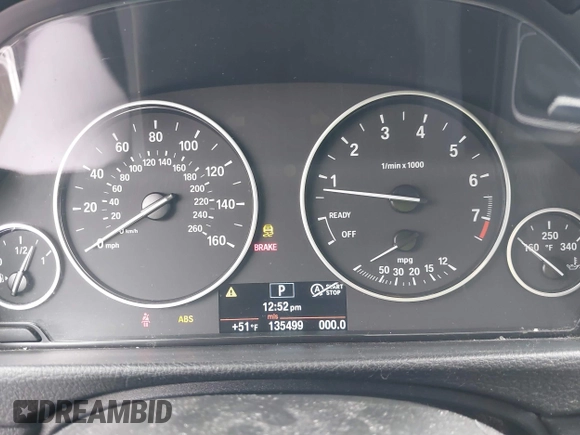 2013 BMW 3 Series 328i with VIN WBA3C1C51DF438981, listed as a IAAI auction lot 41741049 with 135,499 mi miles. Bid and sale history available at carsss.com. Image 7.