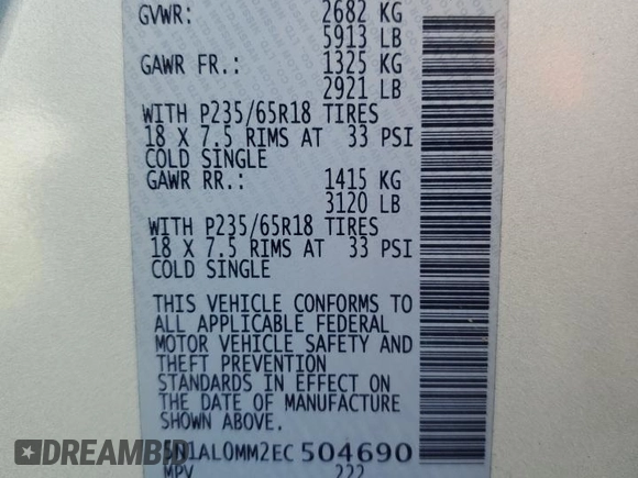2014 Infiniti QX60 with VIN 5N1AL0MM2EC504690, listed as a Copart auction lot 62055565 with 120,316 mi miles and Salvage title. Bid and sale history available at DreamBid. Image 13.