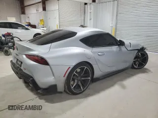 2021 Toyota GR Supra 3.0 with VIN WZ1DB0C04MW045065, listed as a Copart auction lot 46002785 with 0 mi miles and Salvage Title. Bid and sale history available at carsss.com. Image 3.