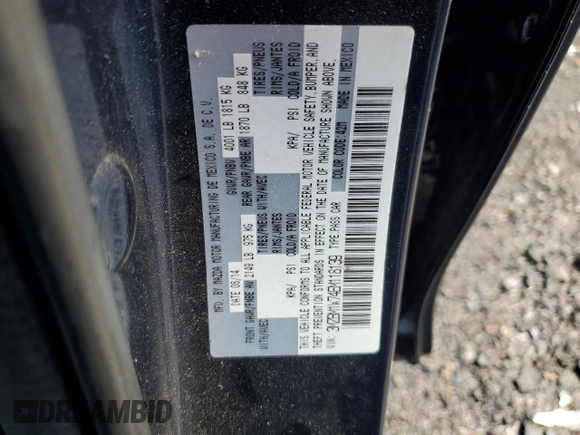 2014 Mazda 3 i Grand Touring with VIN 3MZBM1W74EM118139, listed as a Copart auction lot 45115185 with Not Provided miles and Salvage Title. Bid and sale history available at carsss.com. Image 12.