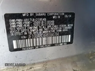 2024 Subaru Impreza with VIN JF1GUABC4R8394784, listed as a Copart auction lot 84543234 with 5,191 mi miles and Salvage Title. Bid and sale history available at carsss.com. Image 13.