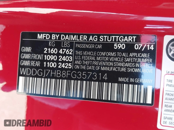 2015 Mercedes-Benz C-Class C 63 AMG with VIN WDDGJ7HB8FG357314, listed as a IAAI auction lot 41828192 with 40,947 mi miles. Bid and sale history available at carsss.com. Image 9.