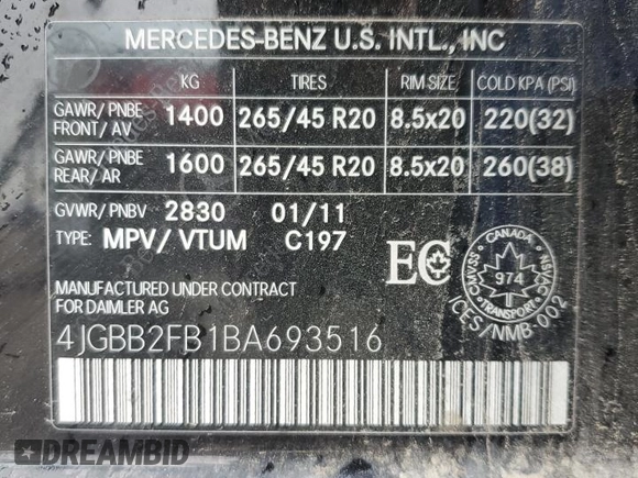 2011 Mercedes-Benz M 350 with VIN 4JGBB2FB1BA693516, listed as a Copart auction lot 64314025 with 300,210 mi miles and Clean title. Bid and sale history available at DreamBid. Image 13.