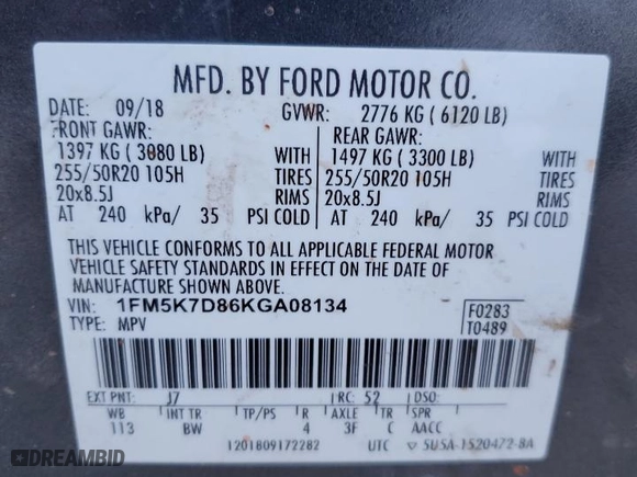 2019 Ford Explorer XLT with VIN 1FM5K7D86KGA08134, listed as a Copart auction lot 49121495 with 130,240 mi miles and Clean Title. Bid and sale history available at carsss.com. Image 13.