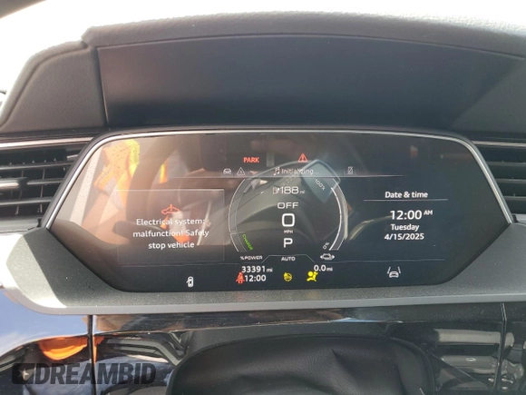 2021 Audi e-tron Premium Plus with VIN WA1LAAGE1MB004760, listed as a Copart auction lot 52986445 with 33,391 mi miles and Salvage Title. Bid and sale history available at carsss.com. Image 9.