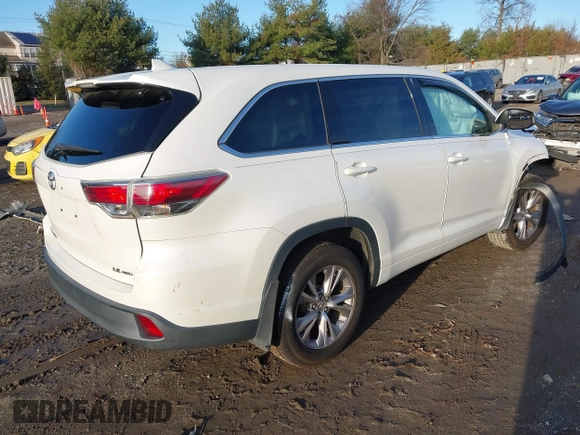 2014 Toyota Highlander LE z VIN 5TDBKRFHXES059727, wystawiony jako IAAI lot #41126330 z przebiegiem 138 166 mil mil oraz . Historia ofert i sprzedaży dostępna na DreamBid. Obrazek 4.