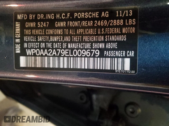 2014 Porsche Panamera z VIN WP0AA2A79EL009679, wystawiony jako Copart lot #49444915 z przebiegiem 80 908 mil mil oraz Szkody całkowita. Historia ofert i sprzedaży dostępna na DreamBid. Obrazek 12.