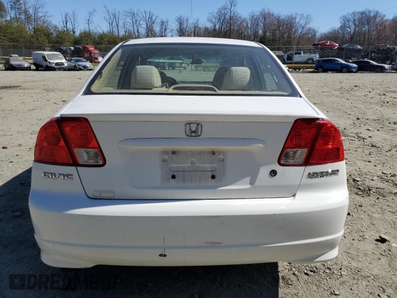 2005 Honda Civic with VIN JHMES96635S011410, listed as a Copart auction lot 48807165 with 182,210 mi miles and Salvage Title. Bid and sale history available at DreamBid. Image 6.