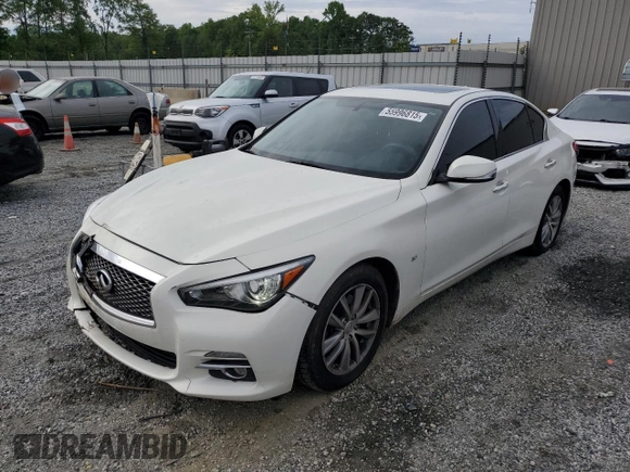 2014 Infiniti Q50 Premium с VIN JN1BV7ARXEM697759, выставлен на аукционе Copart как лот 55996815 с пробегом 129 642 миль миль и Списание • Salvage title. История ставок и продаж доступна на DreamBid. Изображение 1.
