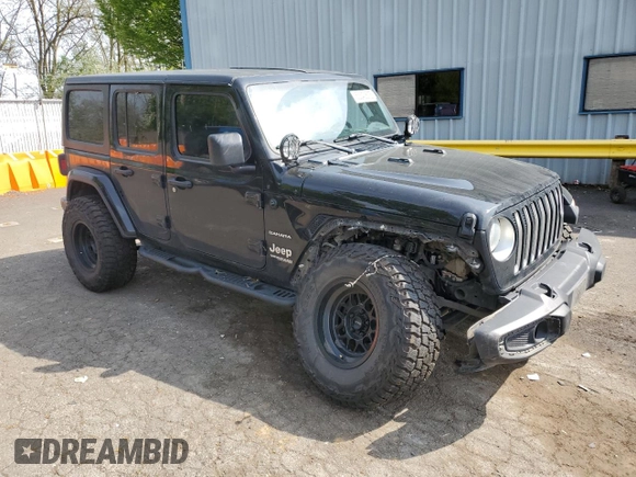 2020 Jeep Wrangler Unlimited Sahara with VIN 1C4HJXEN0LW213643, listed as a Copart auction lot 53343675 with 95,373 mi miles and Salvage title. Bid and sale history available at DreamBid. Image 4.