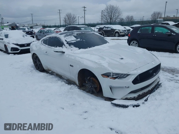 2019 Ford Mustang GT with VIN 1FA6P8CFXK5195668, listed as a IAAI auction lot 41247123 with 83,514 mi miles. Bid and sale history available at carsss.com. Image 1.