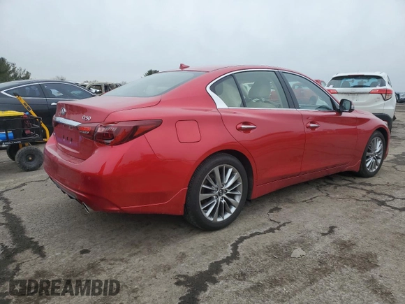 2024 Infiniti Q50 Luxe with VIN JN1EV7BR4RM630852, listed as a Copart auction lot 44844395 with 12,051 mi miles and Salvage Title. Bid and sale history available at DreamBid. Image 3.