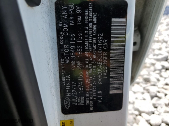 2013 Hyundai Accent SE with VIN KMHCU5AE8DU071692, listed as a Copart auction lot 53844495 with 136,211 mi miles and Clean Title. Bid and sale history available at carsss.com. Image 12.
