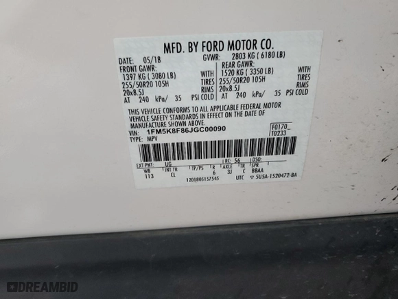 2018 Ford Explorer Limited with VIN 1FM5K8F86JGC00090, listed as a Copart auction lot 42231265 with 35,659 mi miles and Salvage Title. Bid and sale history available at carsss.com. Image 16.