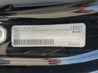 2011 Audi A5 Premium Plus with VIN WAULFAFH2BN017559, listed as a Copart auction lot 62380575 with 61,252 mi miles and Salvage title. Bid and sale history available at DreamBid. Image 12.
