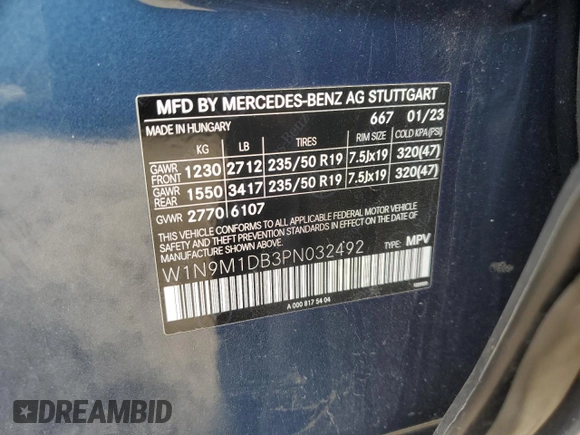 2023 Mercedes-Benz EQB 350 z VIN W1N9M1DB3PN032492, wystawiony jako Copart lot #48014045 z przebiegiem 21 180 mil mil oraz Szkody całkowita. Historia ofert i sprzedaży dostępna na DreamBid. Obrazek 14.