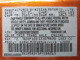 2021 Nissan Sentra SR with VIN 3N1AB8DV5MY288065, listed as a IAAI auction lot 41846052 with 51,715 mi miles. Bid and sale history available at carsss.com. Image 9.