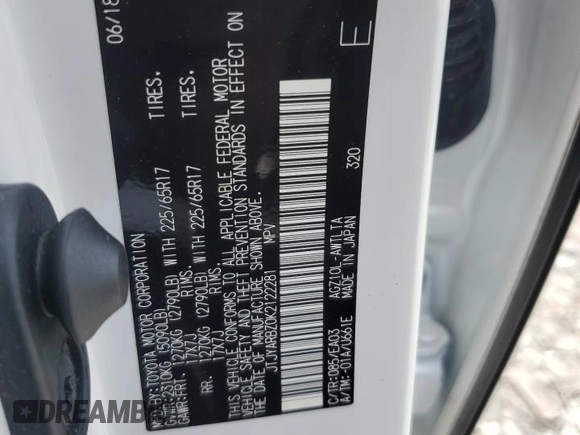 2019 Lexus NX 300 with VIN JTJYARBZ0K2122281, listed as a Copart auction lot 60300835 with 35,957 mi miles and Salvage title. Bid and sale history available at DreamBid. Image 12.