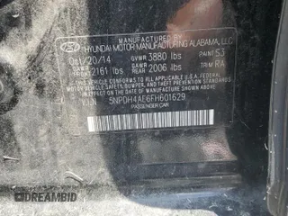 2015 Hyundai Elantra SE with VIN 5NPDH4AE6FH601629, listed as a Copart auction lot 65636335 with Not provided miles and Clean title. Bid and sale history available at DreamBid. Image 12.