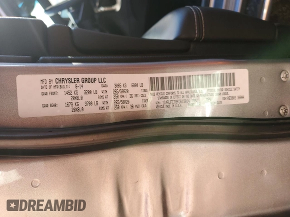 2015 Jeep Grand Cherokee Overland with VIN 1C4RJFCT8FC619014, listed as a Copart auction lot 44304375 with 123,767 mi miles and Salvage Title. Bid and sale history available at carsss.com. Image 14.