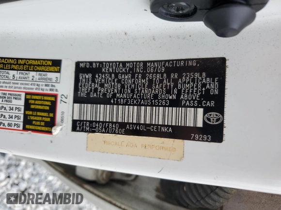 2010 Toyota Camry with VIN 4T1BF3EK7AU515263, listed as a Copart auction lot 54474545 with 161,525 mi miles and Clean Title. Bid and sale history available at carsss.com. Image 13.