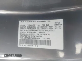 2021 Honda Odyssey LX с VIN 5FNRL6H26MB002074, выставлен на аукционе IAAI как лот 41155572 с пробегом Не указан миль и . История ставок и продаж доступна на DreamBid. Изображение 9.