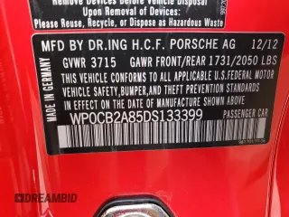 2013 Porsche Boxster S with VIN WP0CB2A85DS133399, listed as a Copart auction lot 79243854 with 67,025 mi miles and Salvage Title. Bid and sale history available at carsss.com. Image 13.