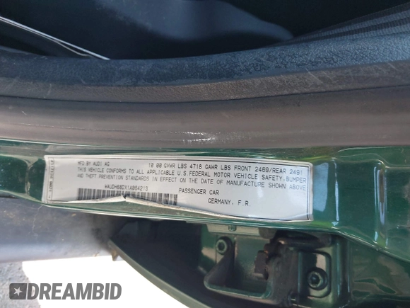 2001 Audi A4 с VIN WAUDH68DX1A084213, выставлен на аукционе IAAI как лот 42056884 с пробегом 80 612 миль миль и . История ставок и продаж доступна на DreamBid. Изображение 9.