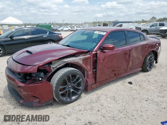 2020 Dodge Charger Scat Pack z VIN 2C3CDXGJ6LH219557, wystawiony jako Copart lot #57494375 z przebiegiem 43 591 mil mil oraz Szkoda całkowita • Salvage title. Historia ofert i sprzedaży dostępna na DreamBid. Obrazek 1.