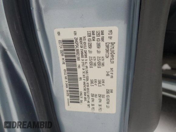 2006 Chrysler Town & Country LWB Touring with VIN 2A4GP54L96R821909, listed as a Copart auction lot 84735204 with 171,004 mi miles and Salvage Title. Bid and sale history available at carsss.com. Image 12.