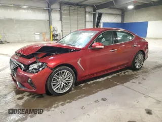 2021 Genesis G70 2.0T with VIN KMTG64LA0MU073278, listed as a Copart auction lot 76796594 with 47,983 mi miles and Salvage Title. Bid and sale history available at carsss.com. Image 1.