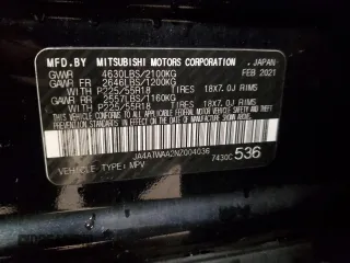 2022 Mitsubishi Eclipse Cross SE z VIN JA4ATWAA2NZ004036, wystawiony jako Copart lot #55473685 z przebiegiem 112 788 mil mil oraz Szkoda całkowita • Salvage title. Historia ofert i sprzedaży dostępna na DreamBid. Obrazek 14.