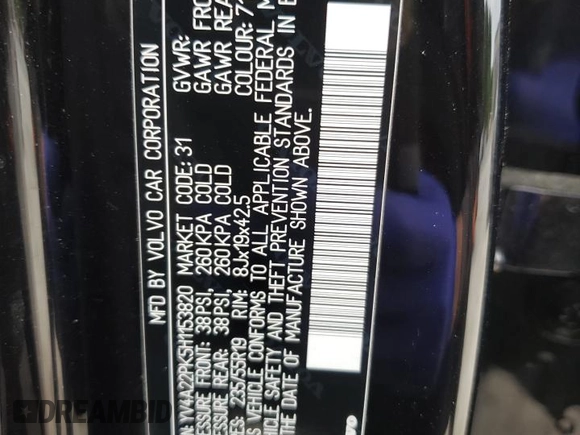 2017 Volvo XC90 Momentum z VIN YV4A22PK5H1153820, wystawiony jako Copart lot #57767795 z przebiegiem 68 668 mil mil oraz Szkoda całkowita • Salvage title. Historia ofert i sprzedaży dostępna na DreamBid. Obrazek 13.