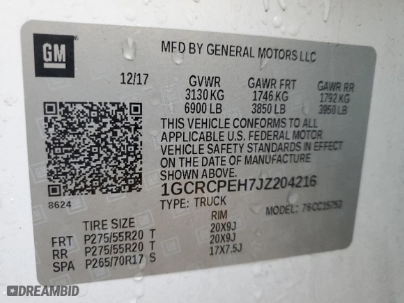 2018 Chevrolet Silverado 1500 Custom with VIN 1GCRCPEH7JZ204216, listed as a Copart auction lot 41927585 with 85,208 mi miles and Salvage Title. Bid and sale history available at carsss.com. Image 13.