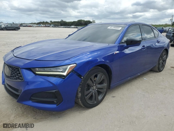 2021 Acura TLX w/A-Spec Package with VIN 19UUB5F56MA004051, listed as a Copart auction lot 46199585 with 58,623 mi miles and Salvage Title. Bid and sale history available at carsss.com. Image 1.