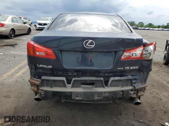 2006 Lexus IS 250 with VIN JTHCK262X62005682, listed as a Copart auction lot 61405595 with Not provided miles and Salvage title. Bid and sale history available at DreamBid. Image 6.