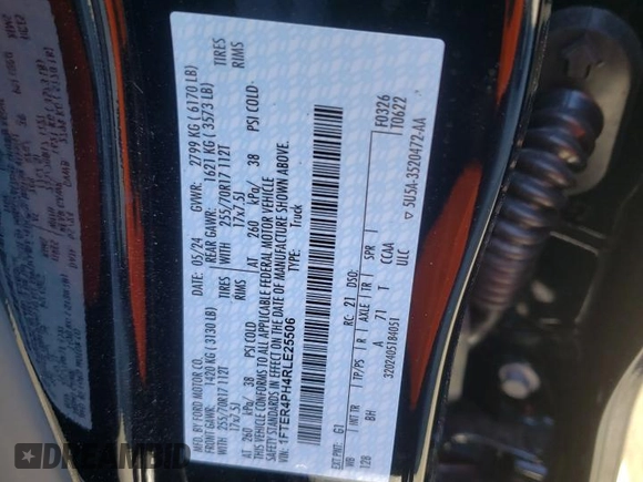 2024 Ford Ranger XL with VIN 1FTER4PH4RLE25506, listed as a Copart auction lot 87364774 with 3,873 mi miles and Salvage Title. Bid and sale history available at carsss.com. Image 12.
