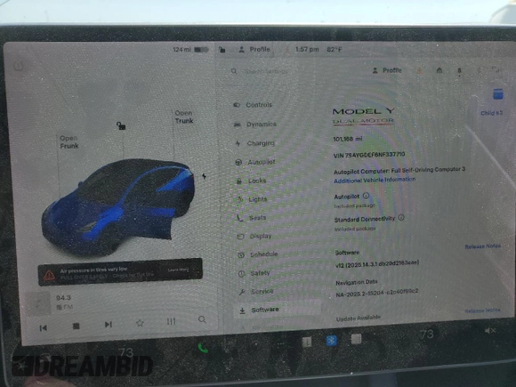 2022 Tesla Model Y Performance z VIN 7SAYGDEF6NF337710, wystawiony jako Copart lot #60200985 z przebiegiem 101 168 mil mil oraz Szkoda całkowita • Salvage title. Historia ofert i sprzedaży dostępna na DreamBid. Obrazek 9.